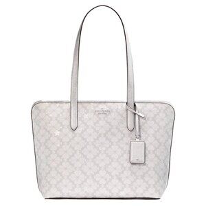 New Kate Spade Spade Flower Star Toss Large Tote Platinum Grey Multi